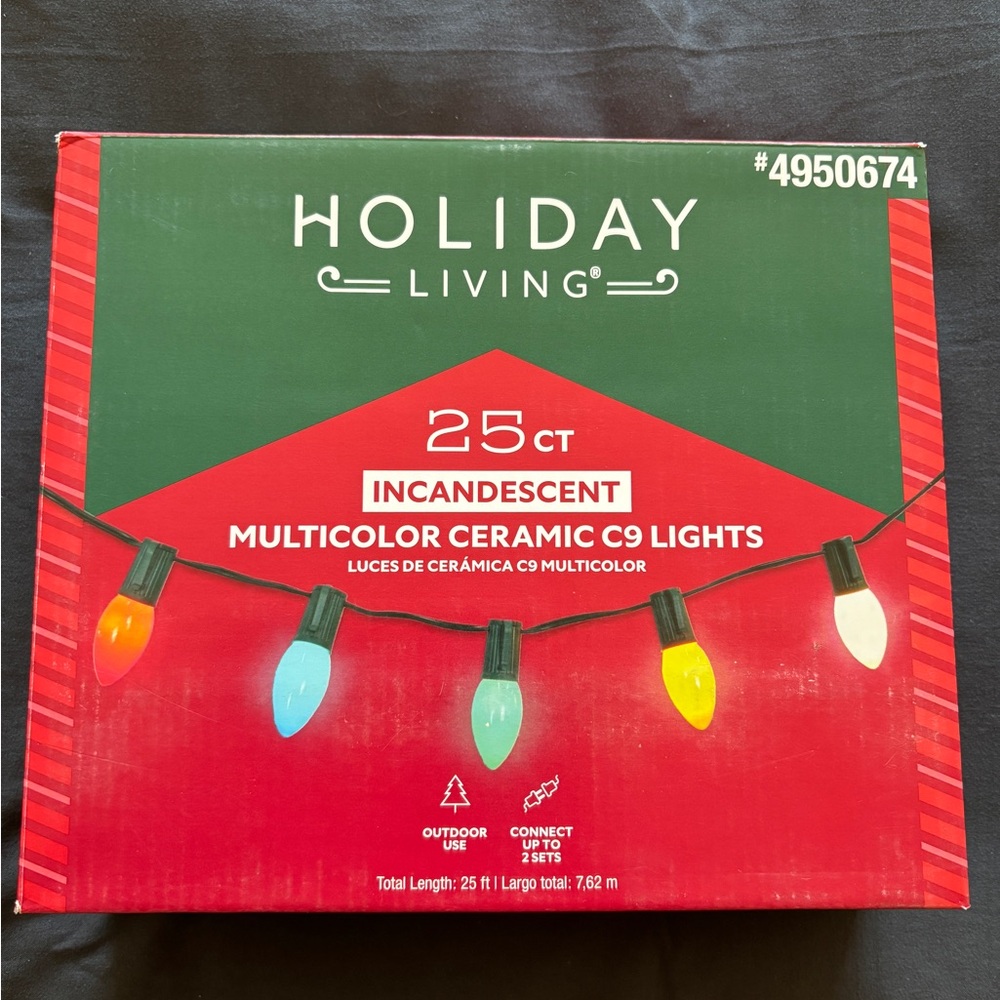 25ct Multicolor Ceramic C9 Christmas Lights